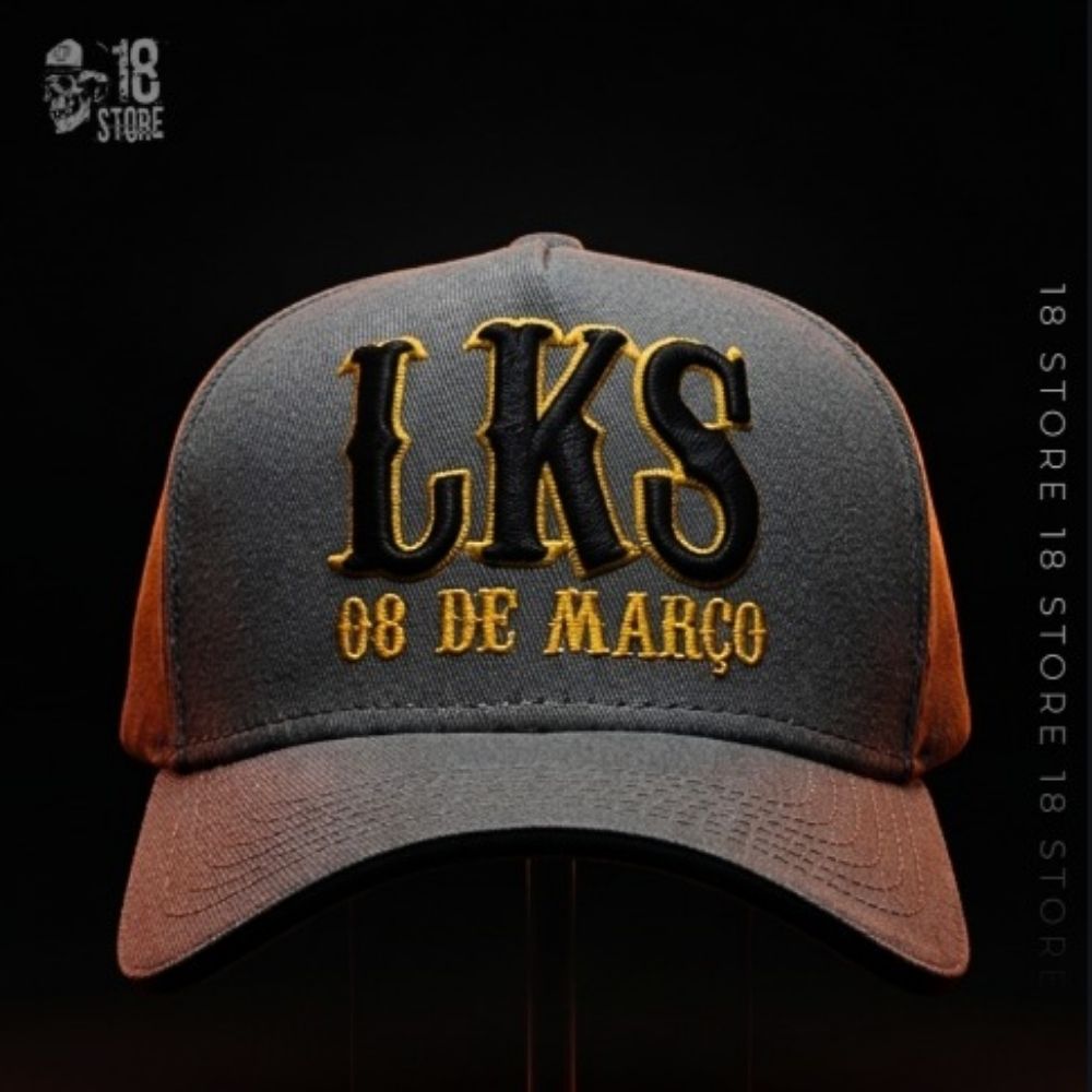 Boné LKS 08 De Março Cinza Descrição Amarelo