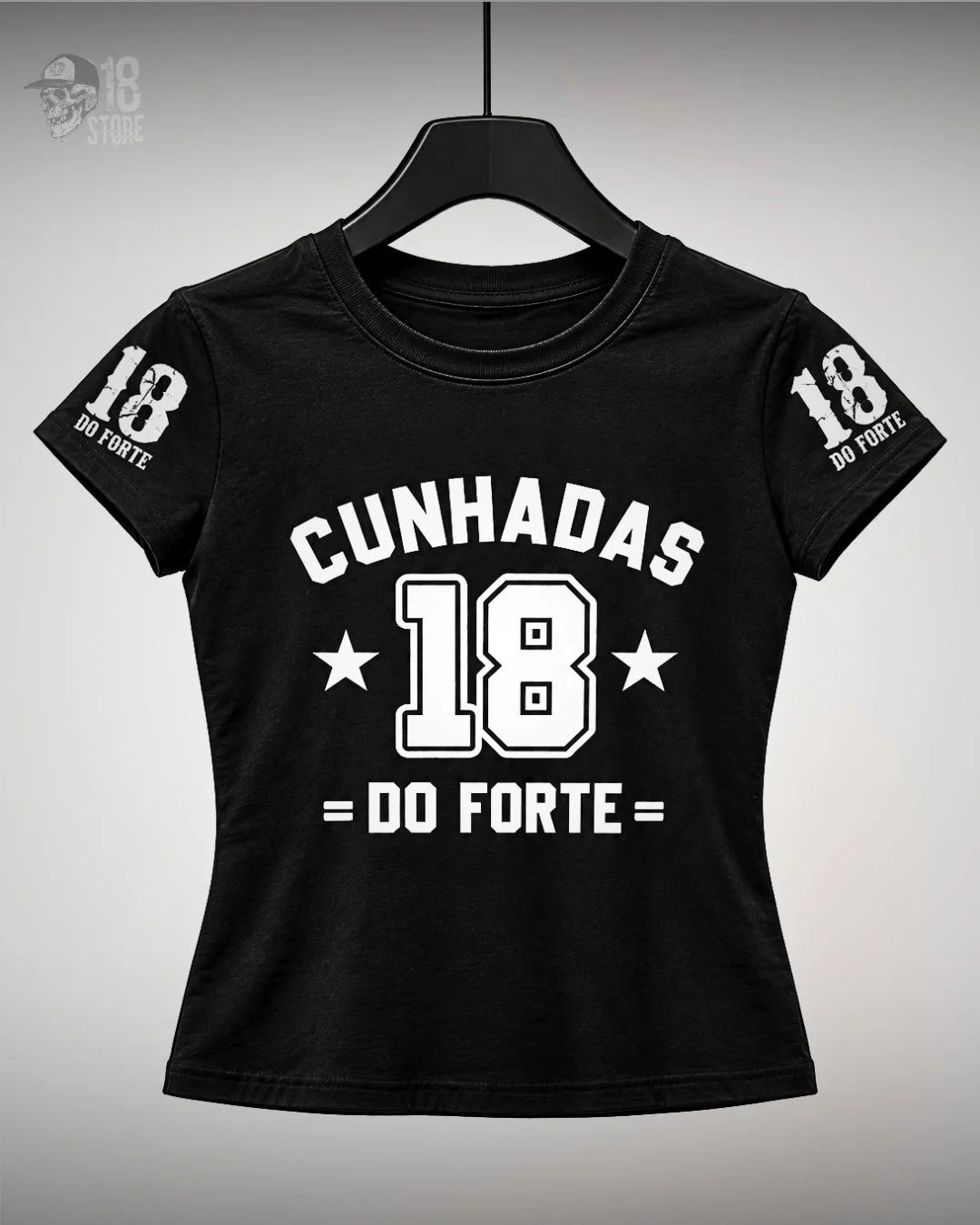 Baby look CUNHADAS 18 DO FORTE PRETO - Preto / G4