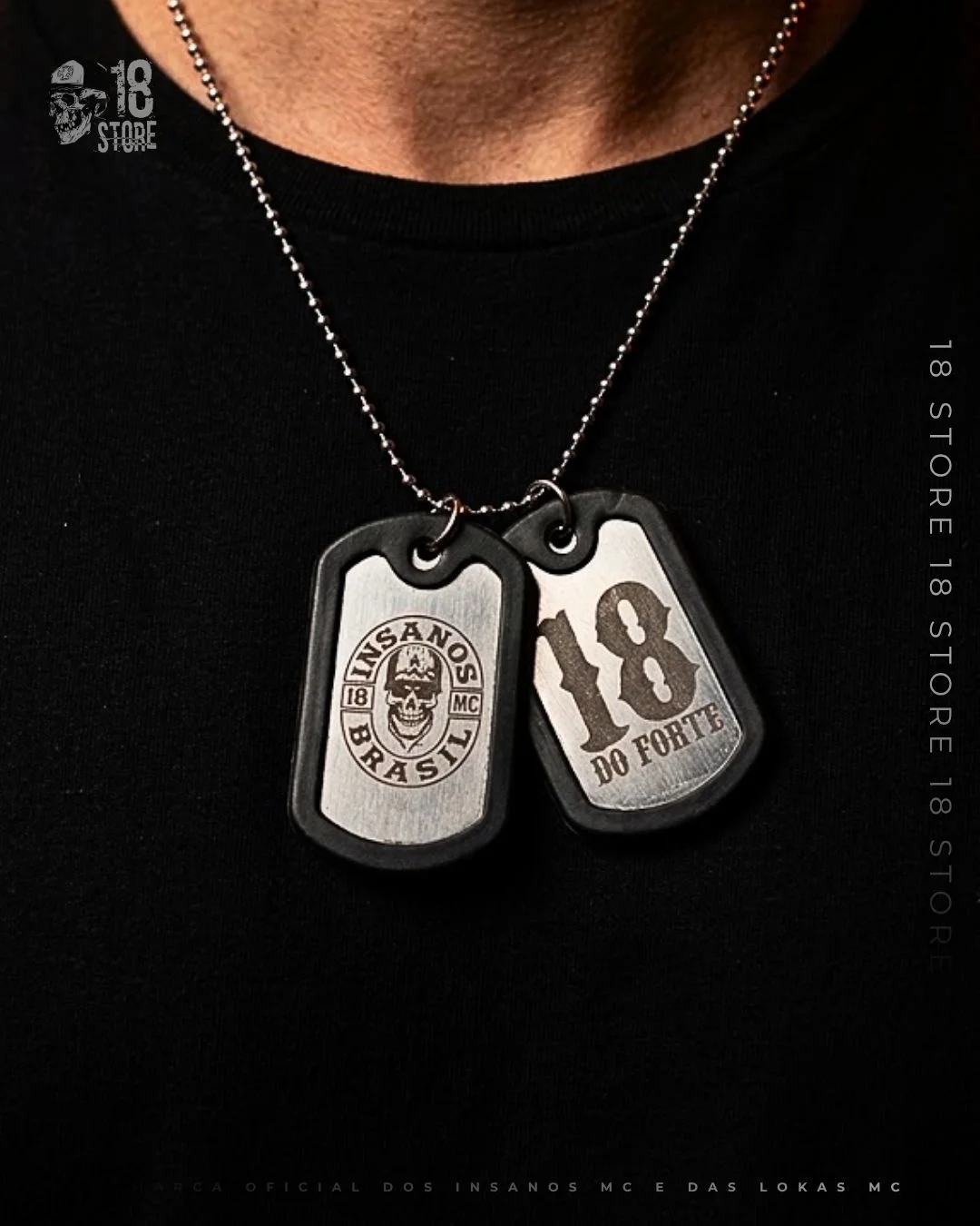 Colar Tag Insanos Mc - 18 do Forte