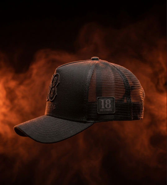 Boné 18 Do Forte All Black Contornado