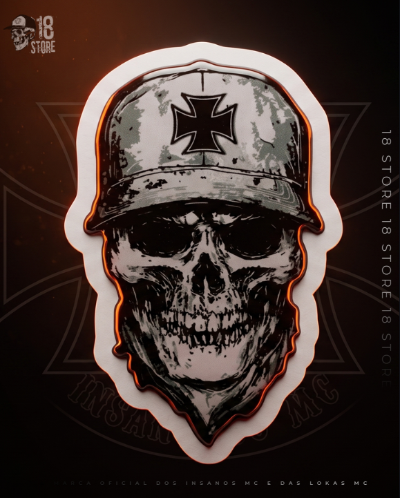 Adesivo Caveira Resinada Médio Insanos Mc